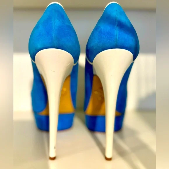 Charlotte Olympia Blue Suede Heels